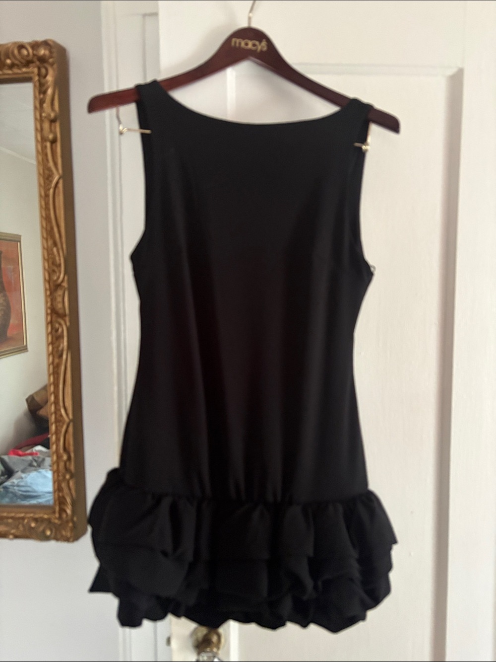 Fashion Nova Black Sleeveless Ruffle Hem Mini Dress